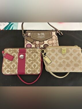Coach Signature Canvas Wristlets (includes all 3). RESELLERS BUNDLE